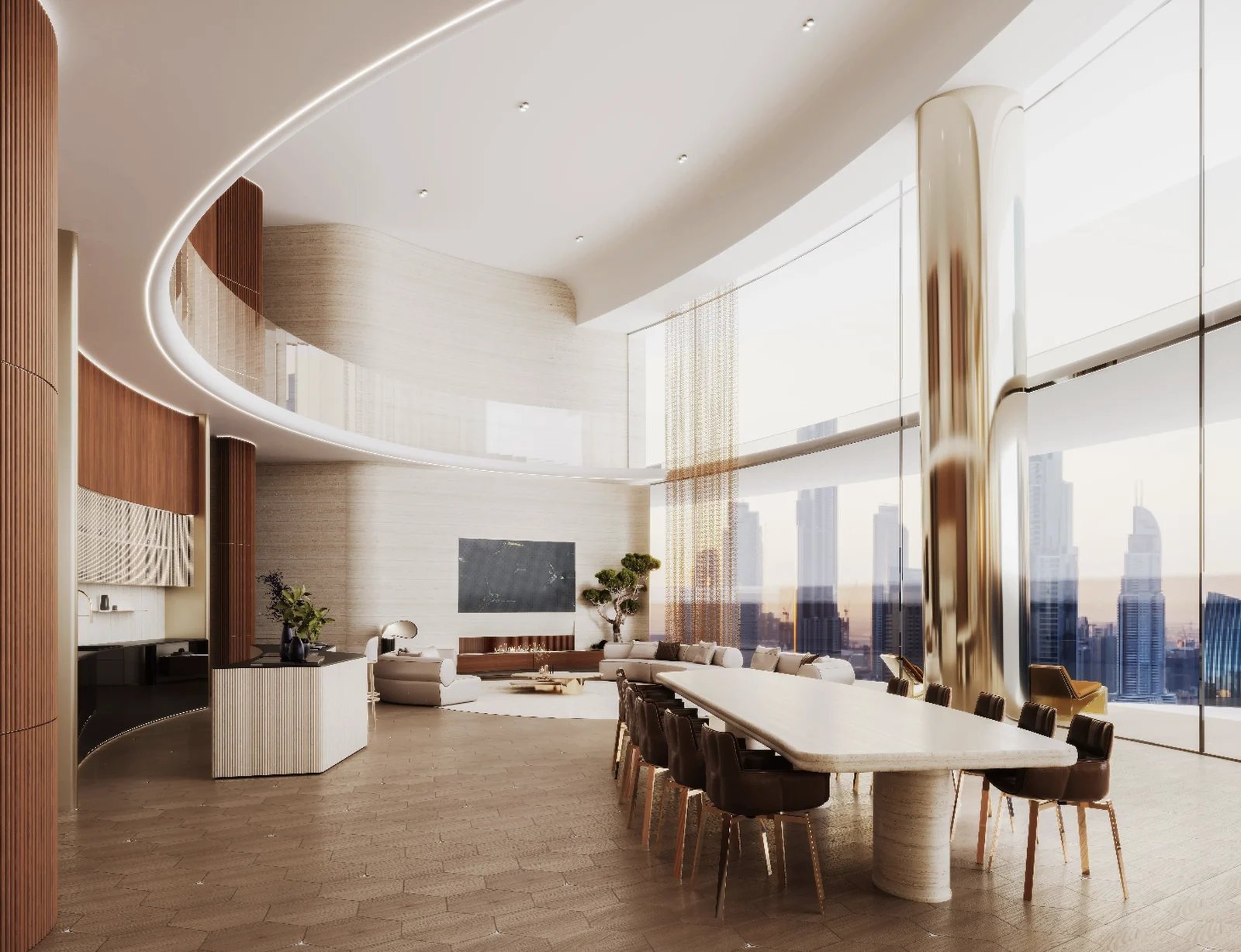Illustrative Mercedes-Benz Places interior from the developer; not a photograph of the selected residence